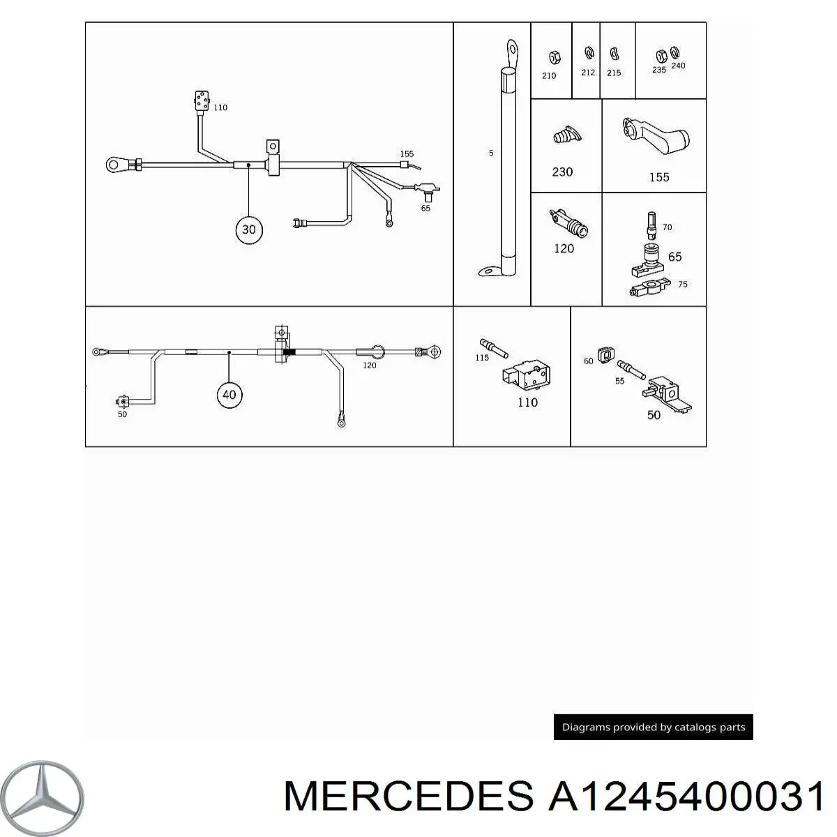 Cable de masa de batería Mercedes A1245400031 precio, desde 27,79 EUR
