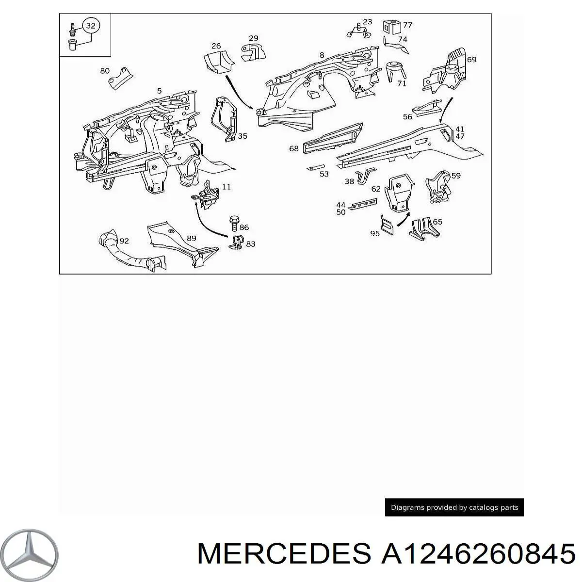 Soporte derecho del radiador (panel de montaje para faros) Mercedes A1246260845 precio, desde 38,43 EUR