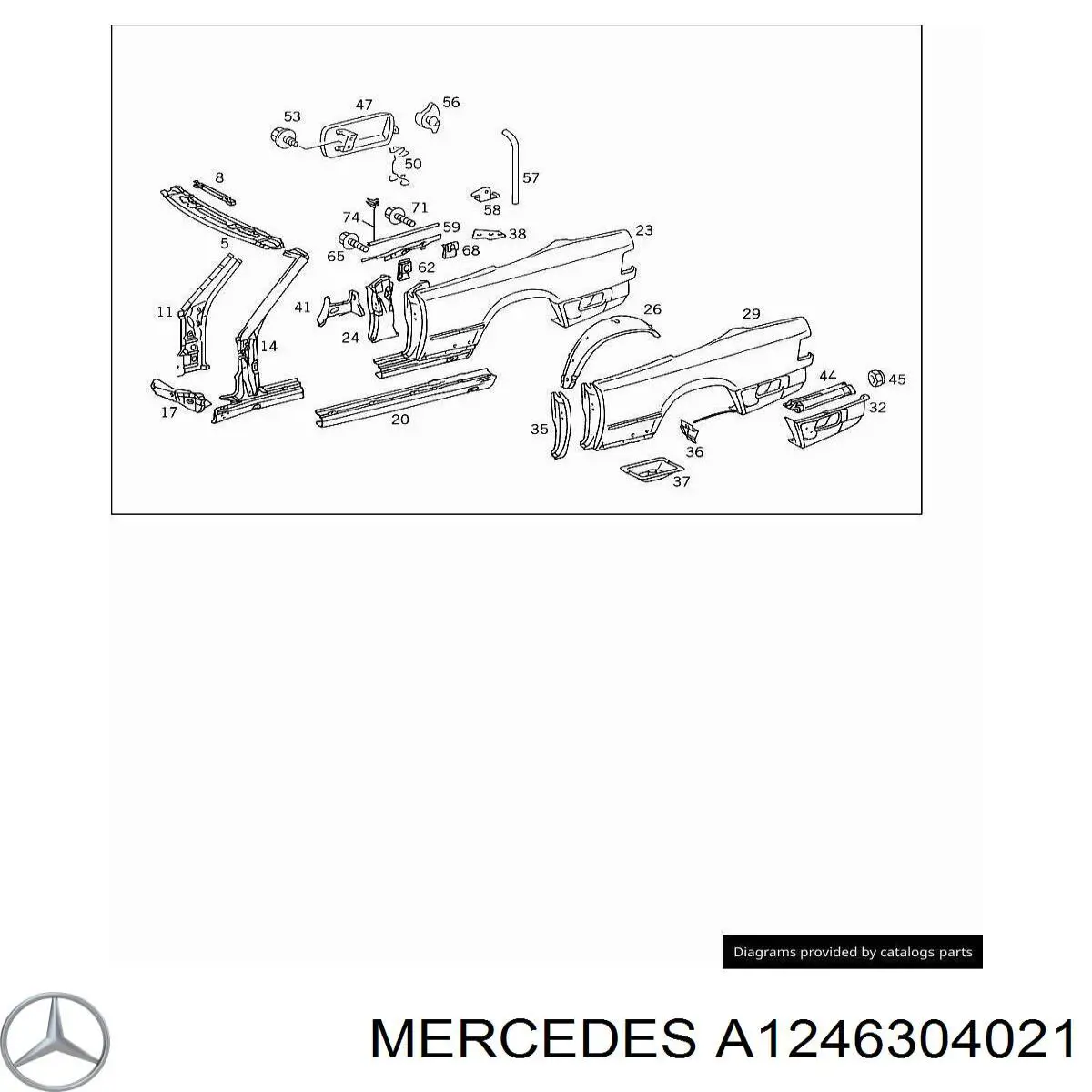 Aleta trasera derecha Mercedes A1246304021 precio, desde 251,62 EUR