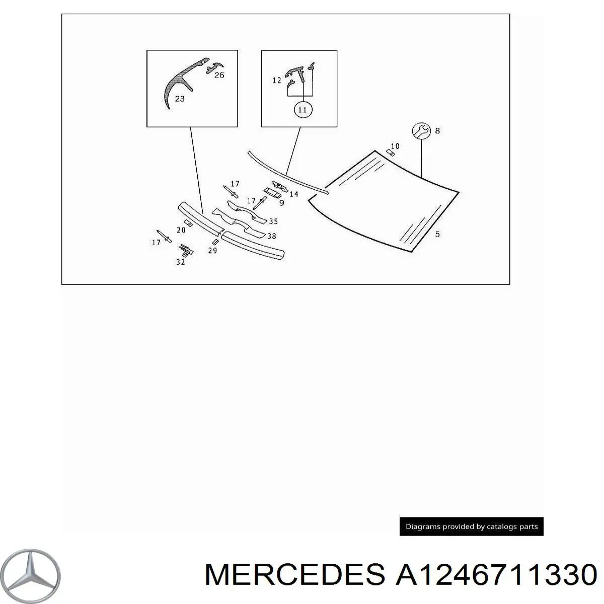 Moldura inferior del parabrisas Mercedes A1246711330 precio, desde  EUR
