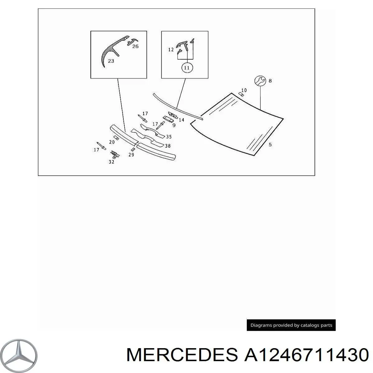 124 671 14 30 Mercedes moldura de parabrisas inferior