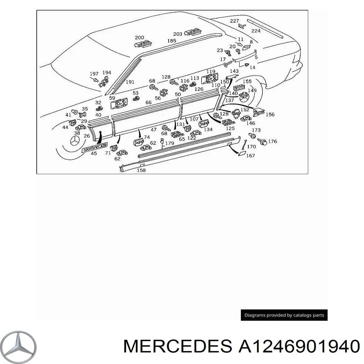 A1246901940 Mercedes moldura de guardabarro trasero izquierdo