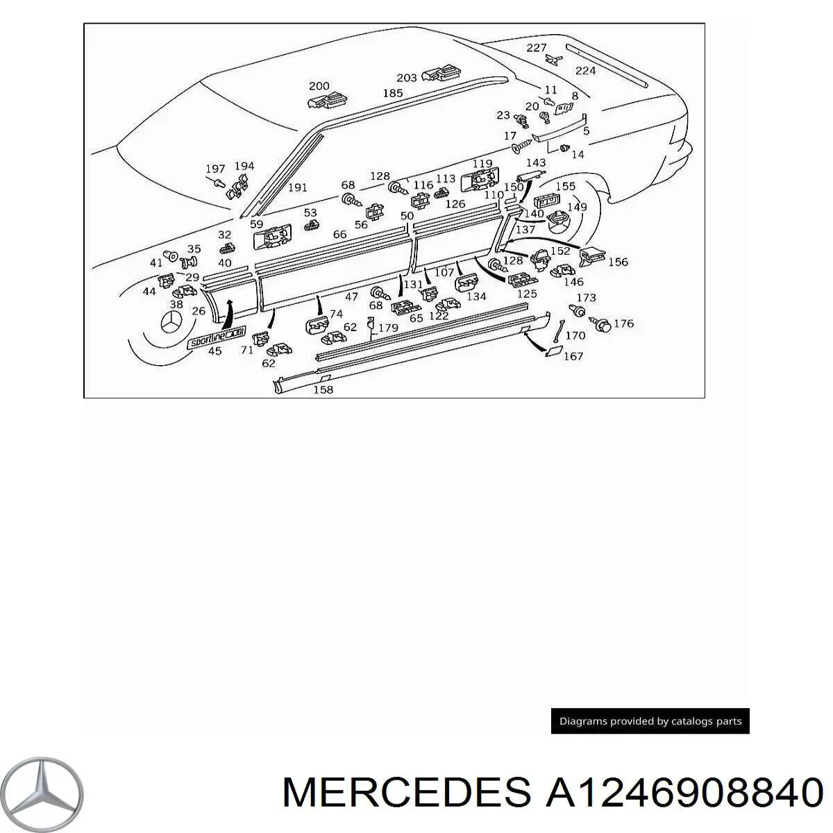 Moldura de guardabarro trasero derecho para Mercedes E (W124)