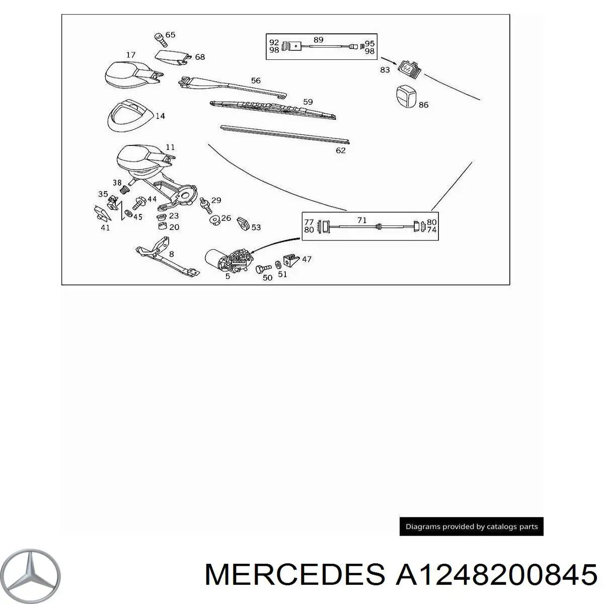 Comprar A1248200845 Mercedes Juego de escobillas de luna delantera, 2 piezas