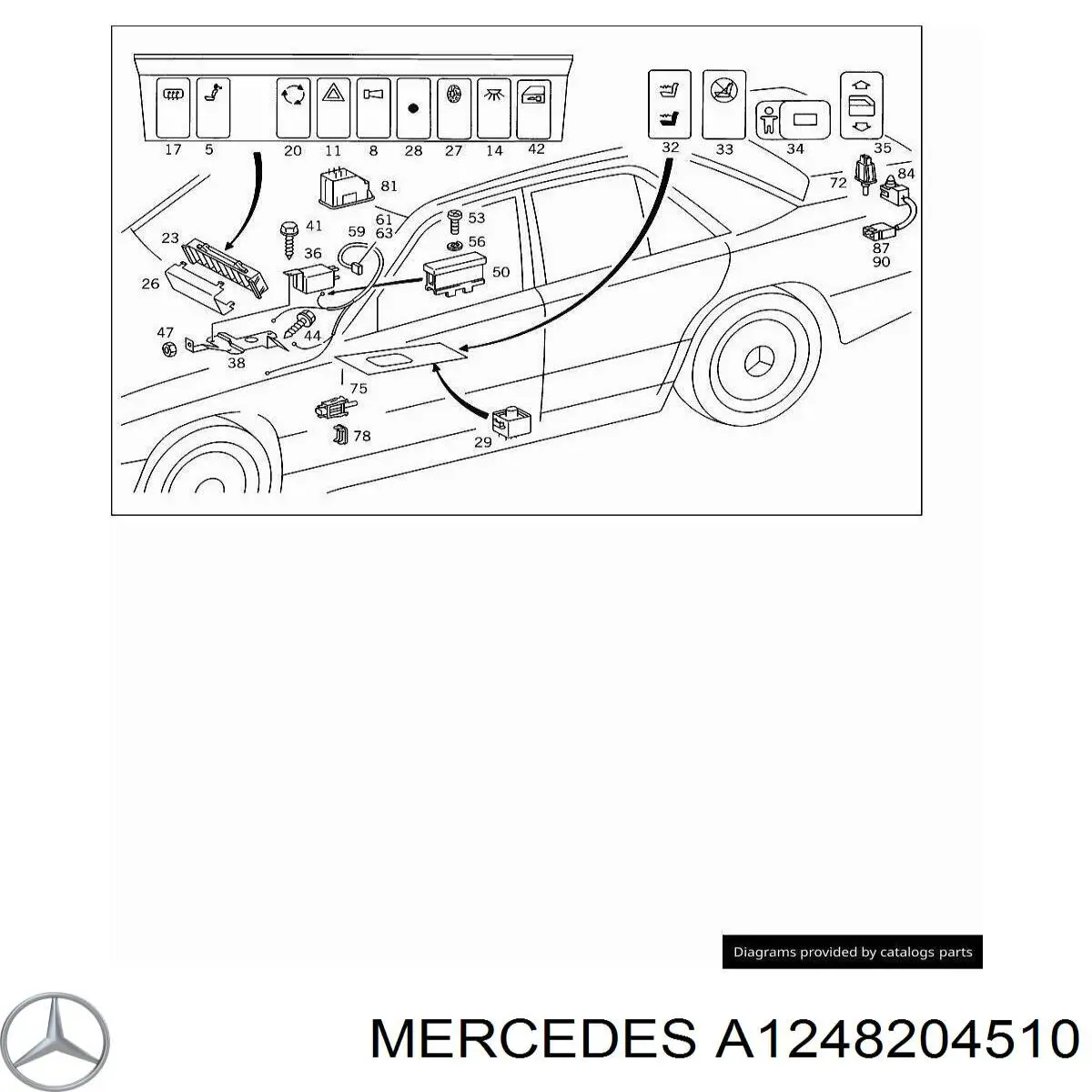A1248204510 Mercedes botón de elevalunas delantero derecho