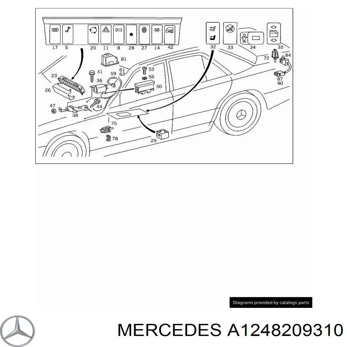 Unidad de control de elevalunas trasero Mercedes A1248209310 precio, desde 16,20 EUR