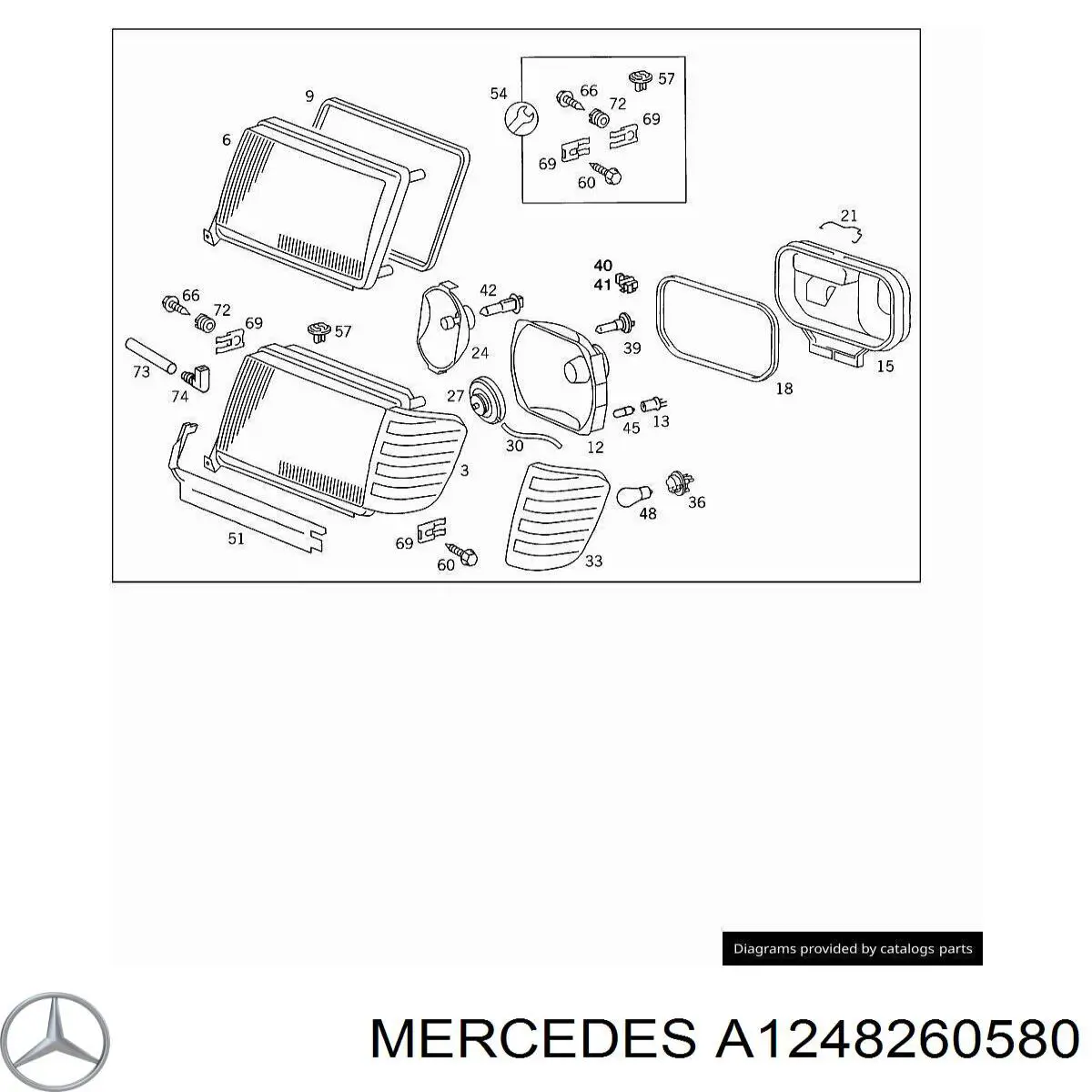 A1248260580 Mercedes junta de faro izquierdo