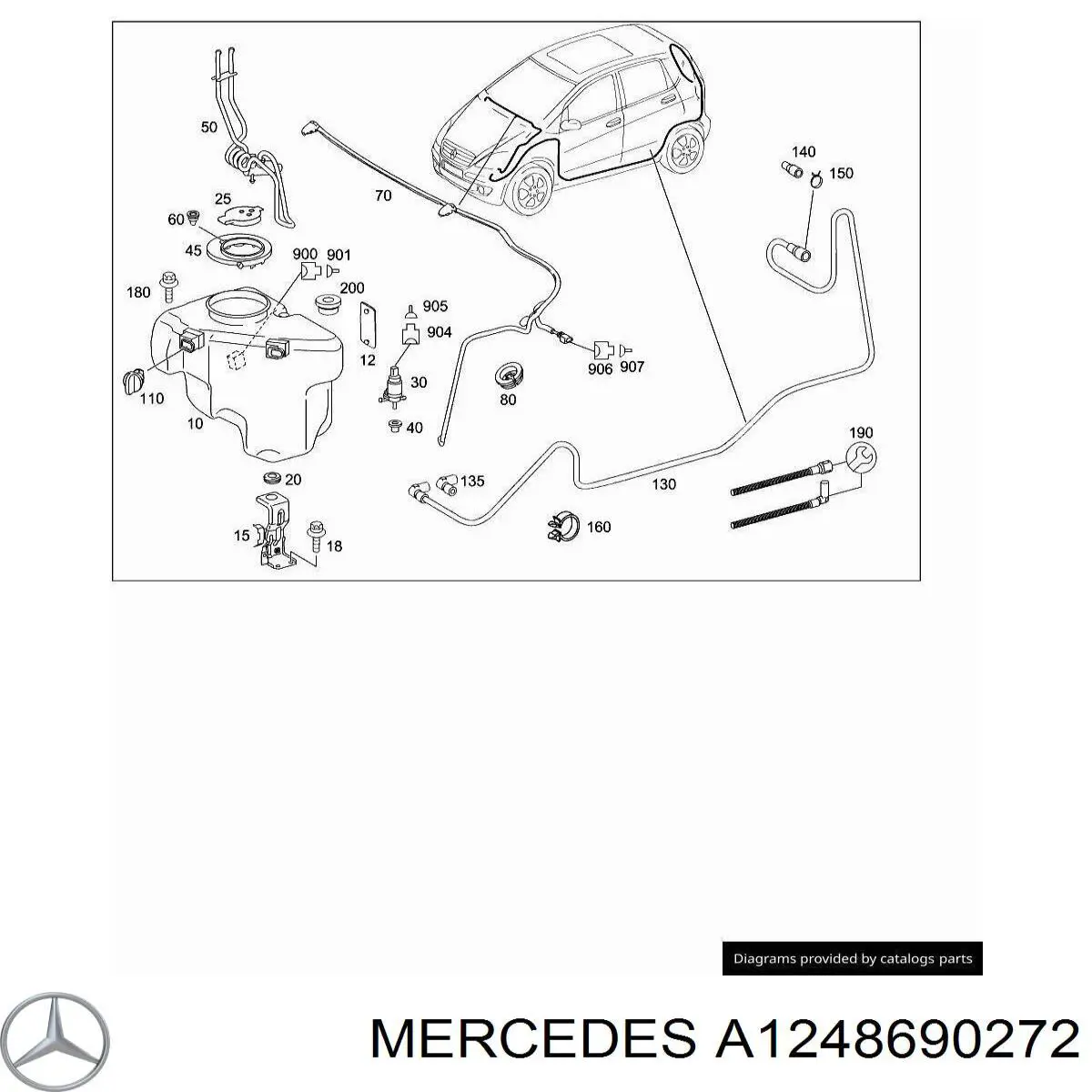 Comprar A1248690272 Mercedes Tapa de depósito de limpiaparabrisas