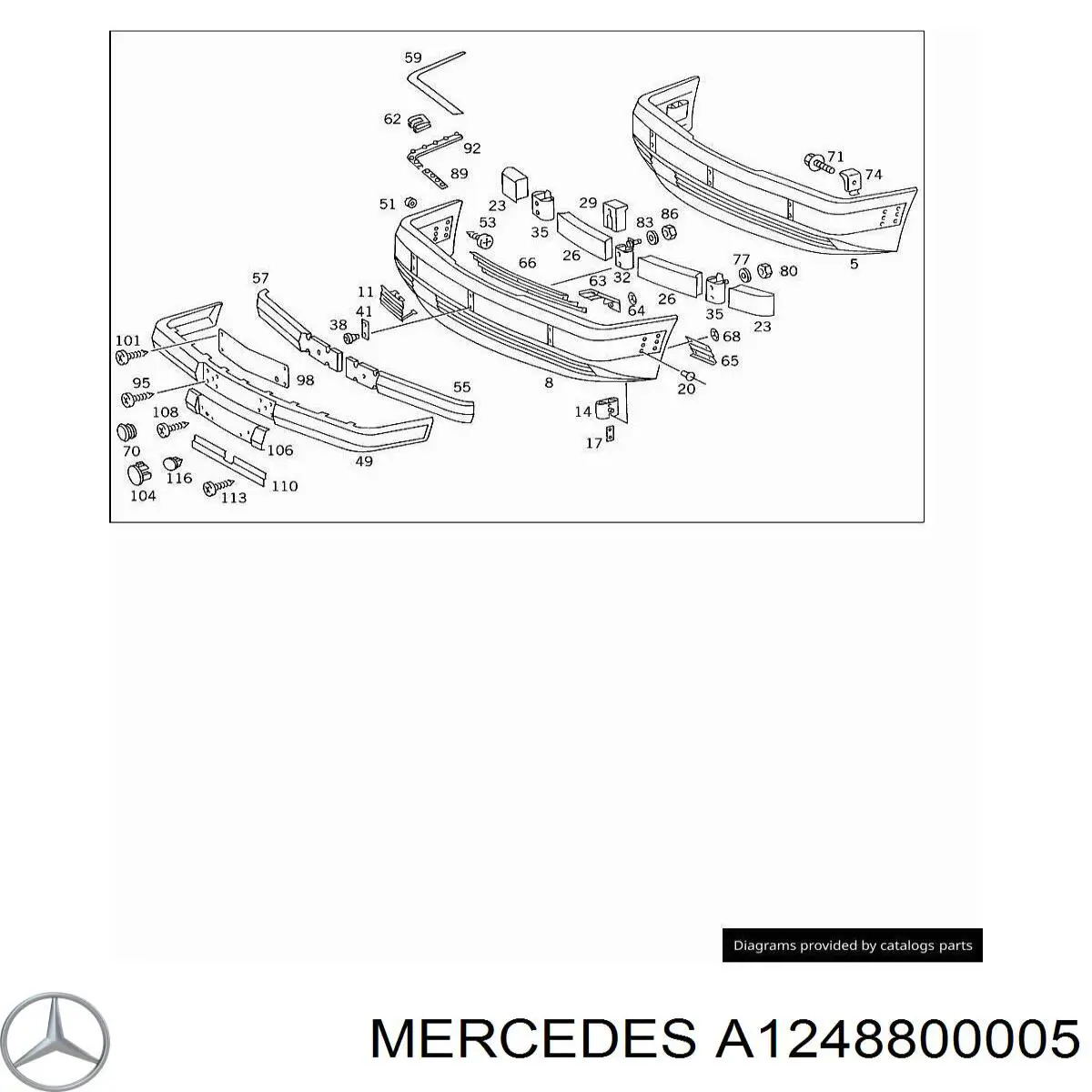 1248800005 Mercedes tapa del enganche de remolcado delantera