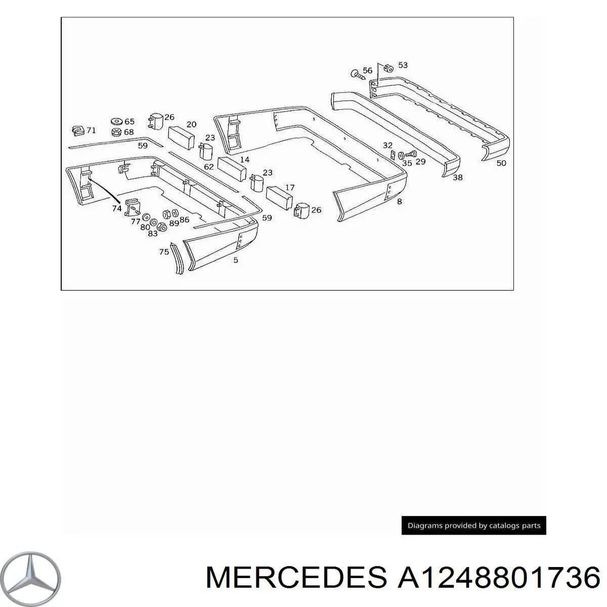 1248801736 Mercedes moldura de parachoques trasero izquierdo