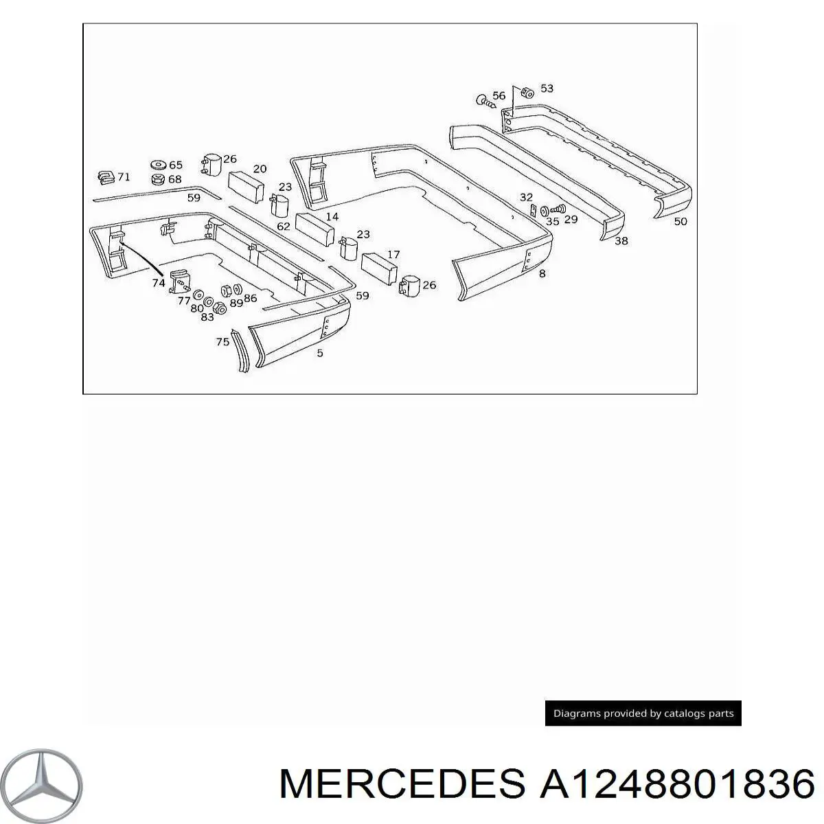 1248801836 Mercedes moldura de parachoques trasero derecho