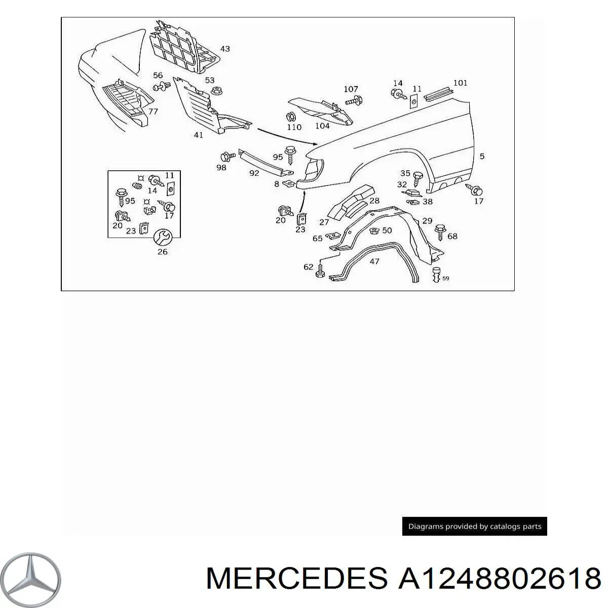 A1248802618 Mercedes guardabarros delantero derecho