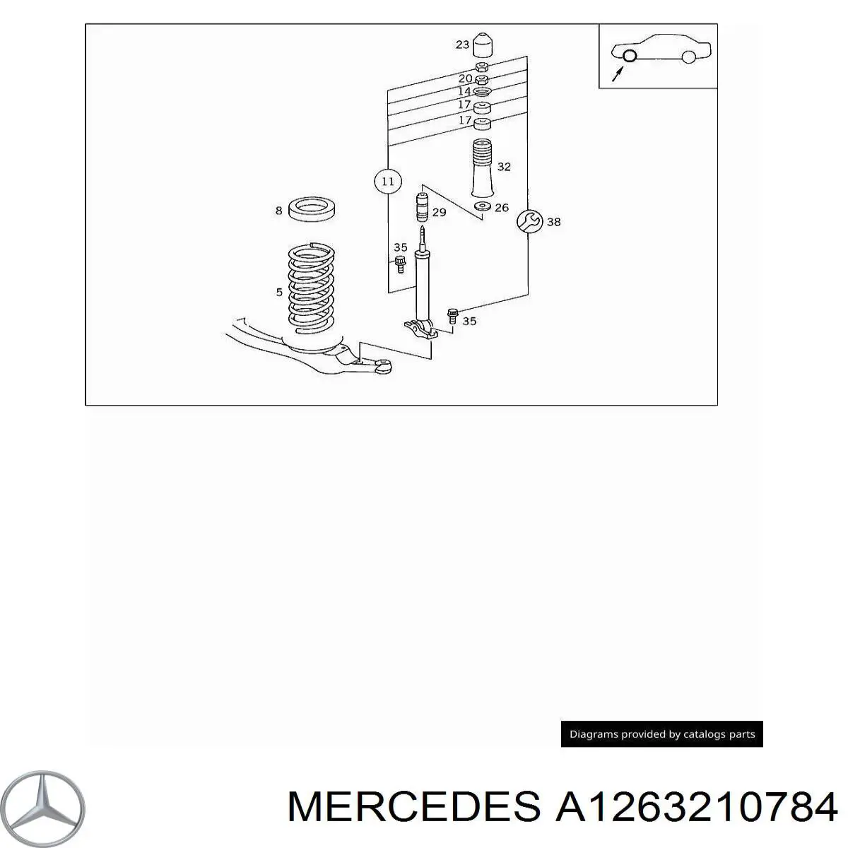 Aislador de resorte delantero superior Mercedes A1263210784 precio, desde 97,03 EUR
