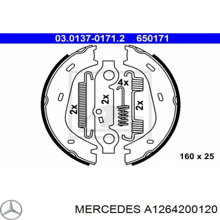 Zapatas de freno de mano Mercedes A1264200120 precio, desde 27,05 EUR