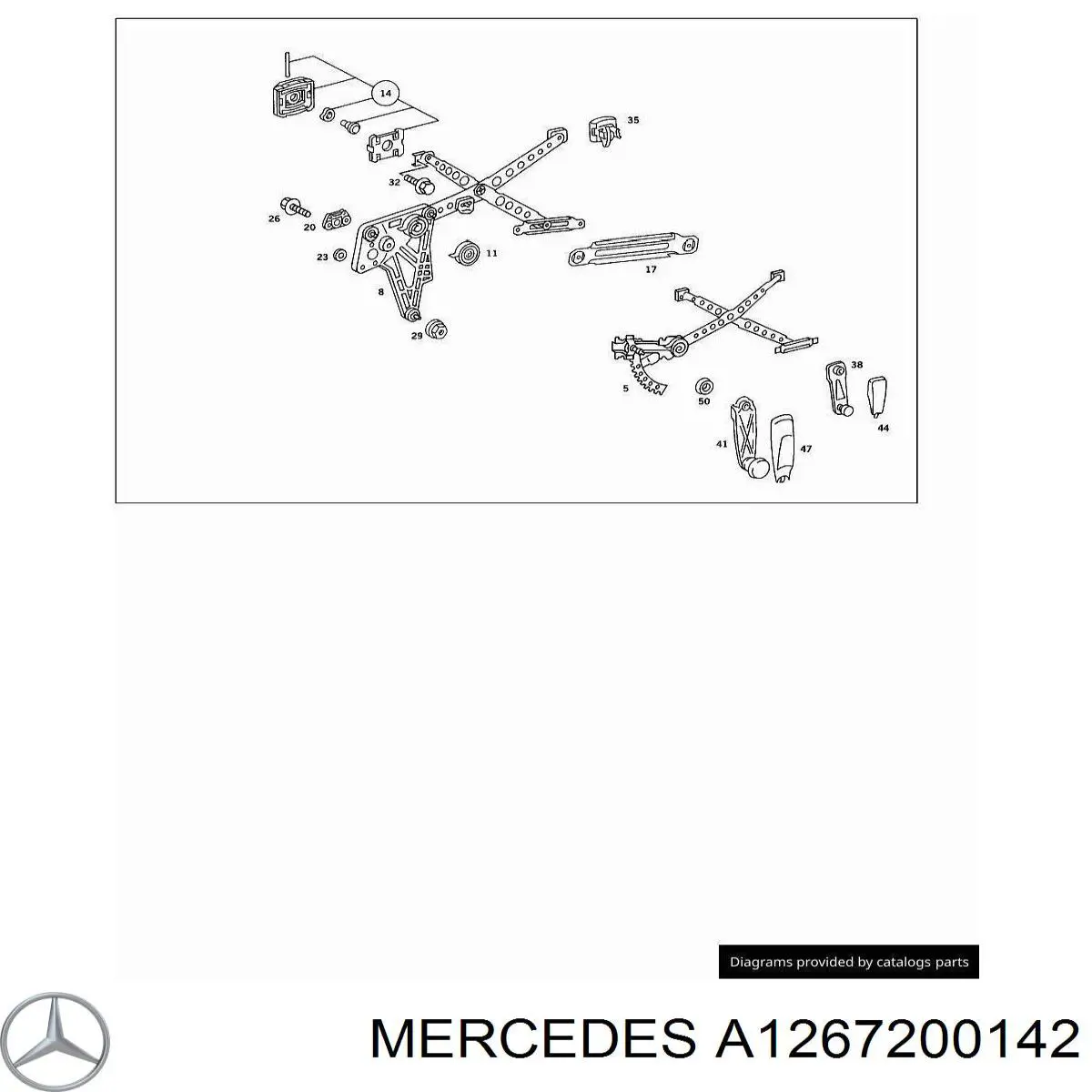 A1267200142 Mercedes juego de reparación, mecanismo de elevalunas, puerta delantera