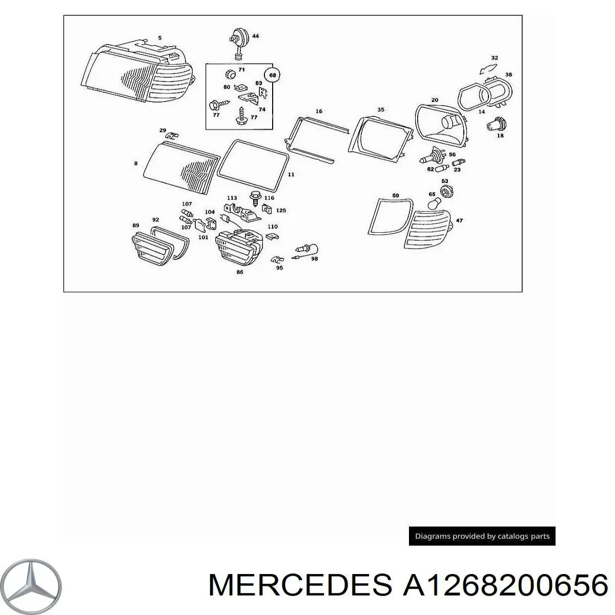 Luz antiniebla derecha para Mercedes S (W126)