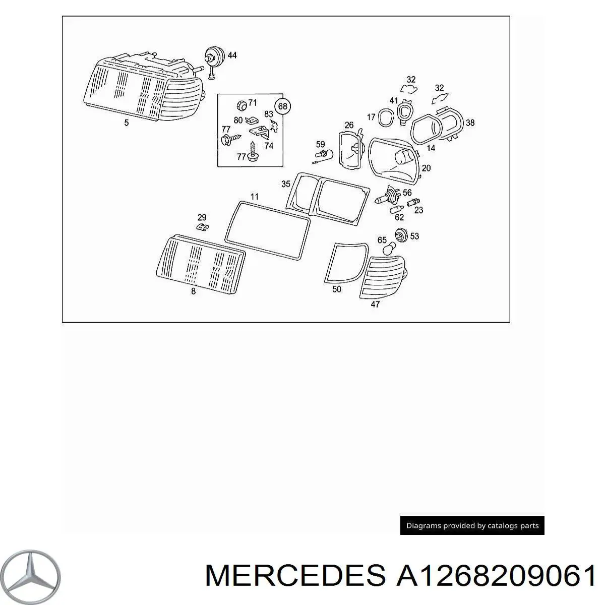 Faro derecho para Mercedes S (W126)