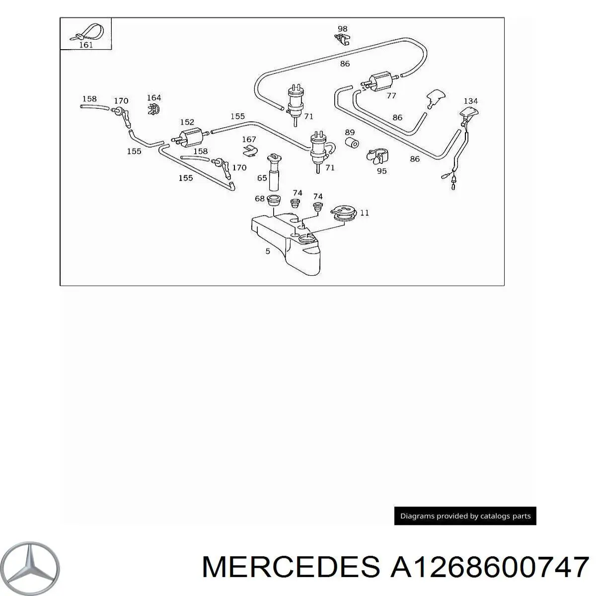 A1268600747 Mercedes tobera de agua regadora, lavado de parabrisas