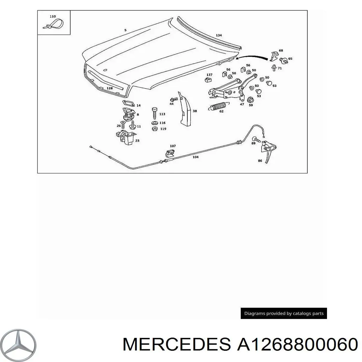 Cerradura de capó Mercedes A1268800060 precio, desde 91,00 EUR