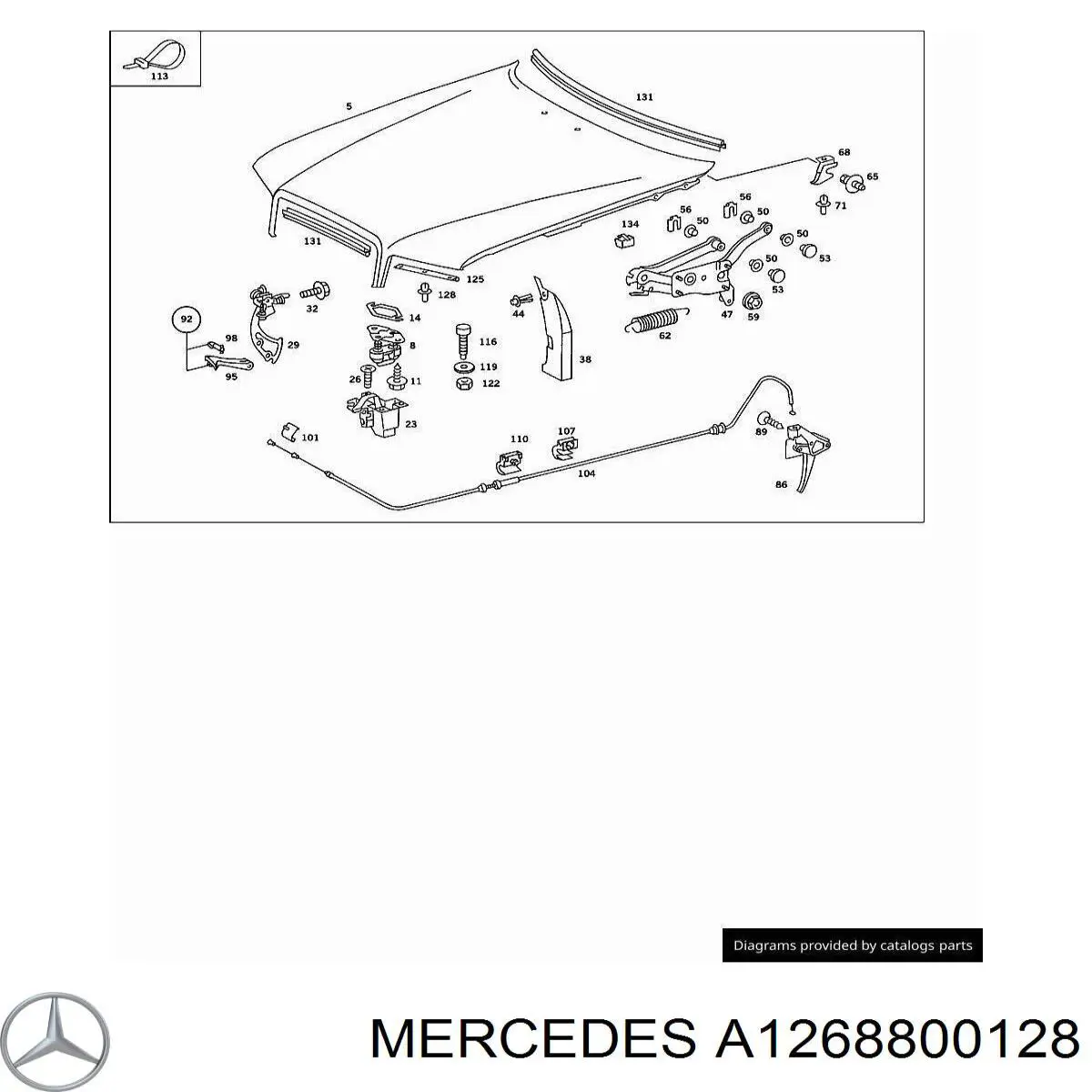 A1268800128 Mercedes Bisagra de capot izquierda