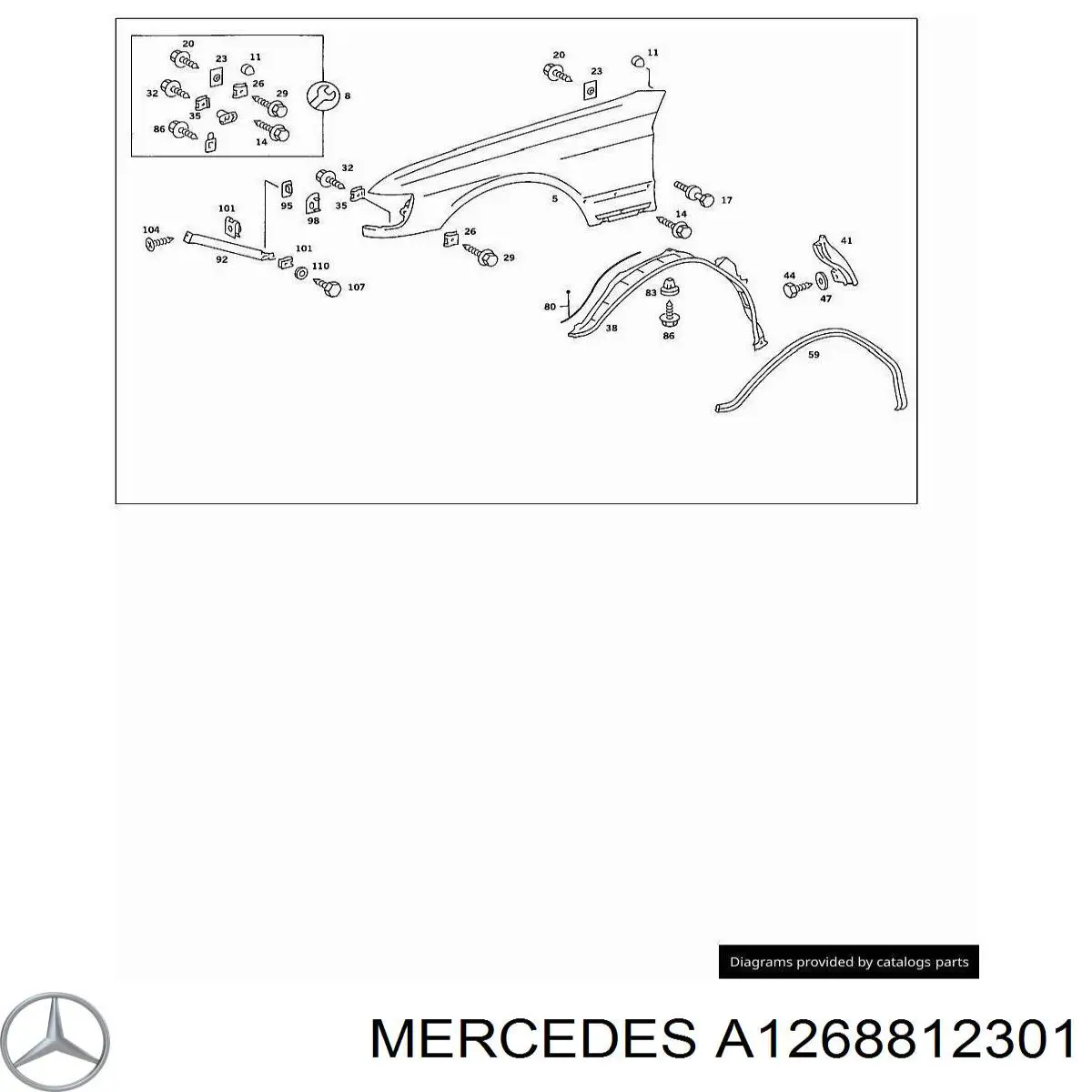Guardabarros delantero izquierdo para Mercedes S (W126)