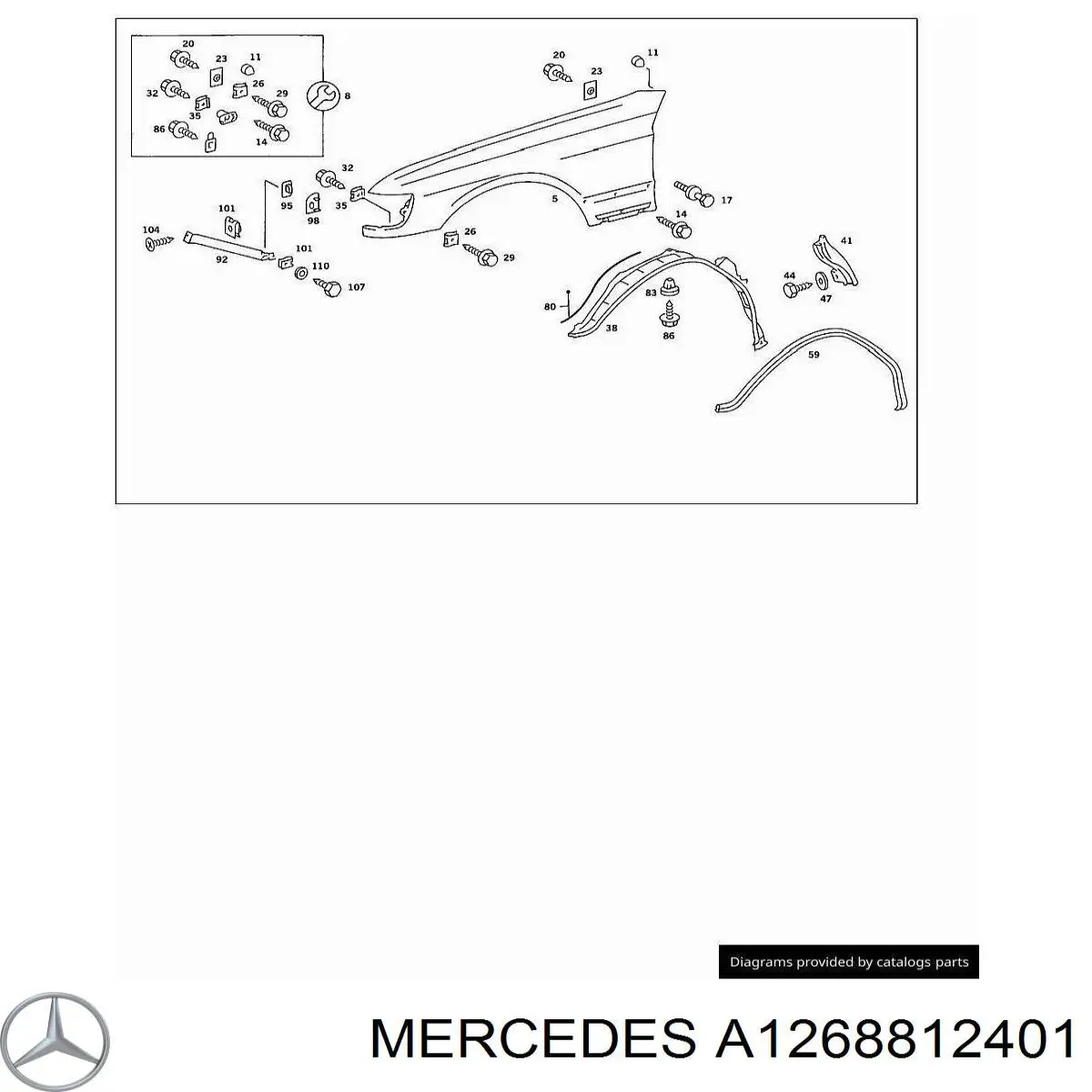 A1268812401 Mercedes guardabarros delantero derecho