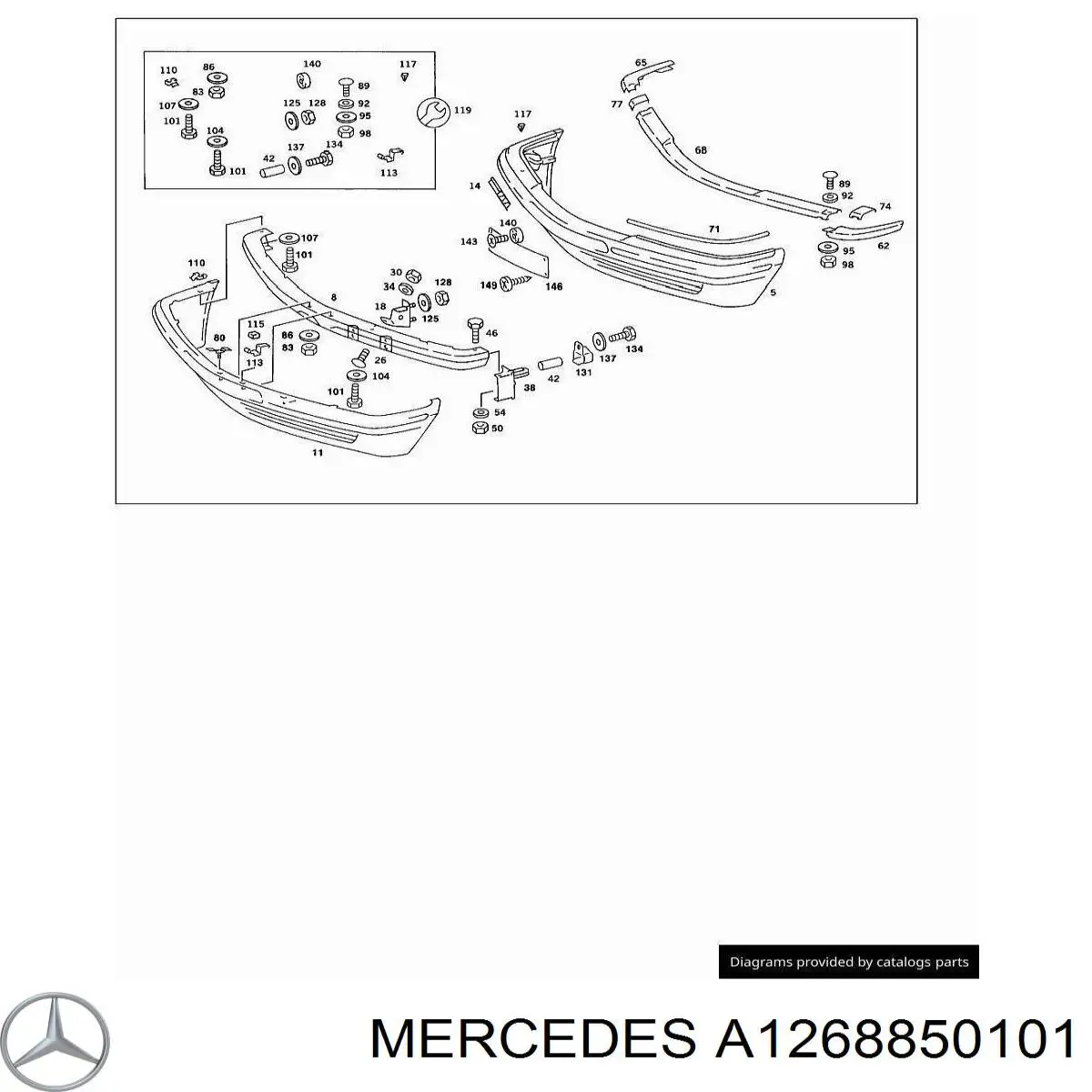 A1268850101 Mercedes refuerzo parachoque delantero