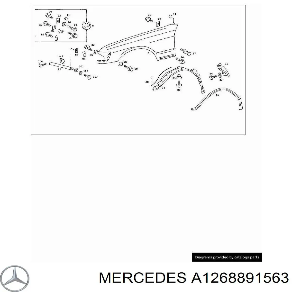 A1268891563 Mercedes listón del faro izquierdo