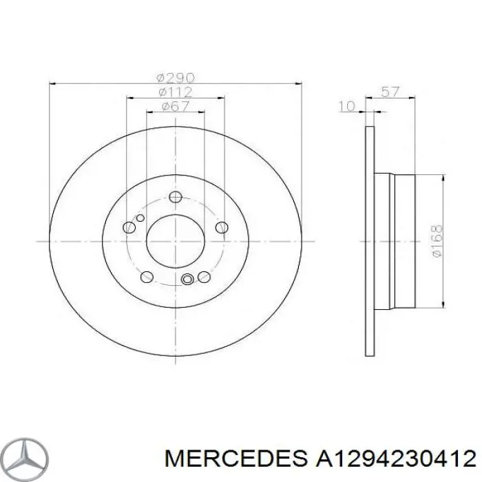 A1294230412 Mercedes disco de freno delantero