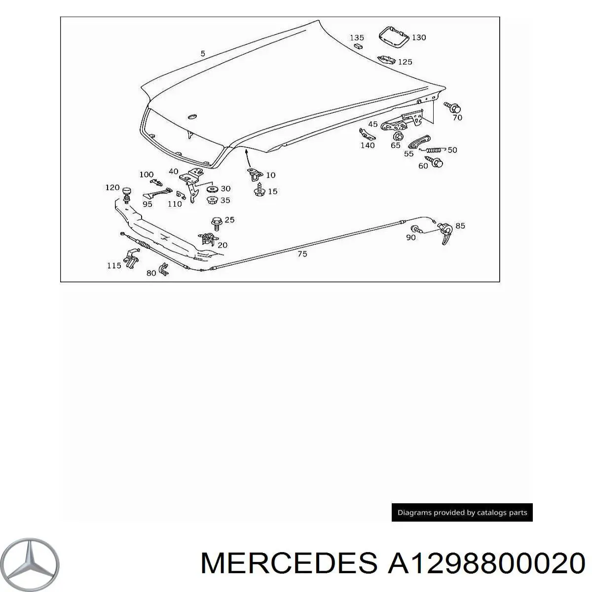 Palanca de apertura del capó Mercedes A1298800020 precio, desde 29,30 EUR