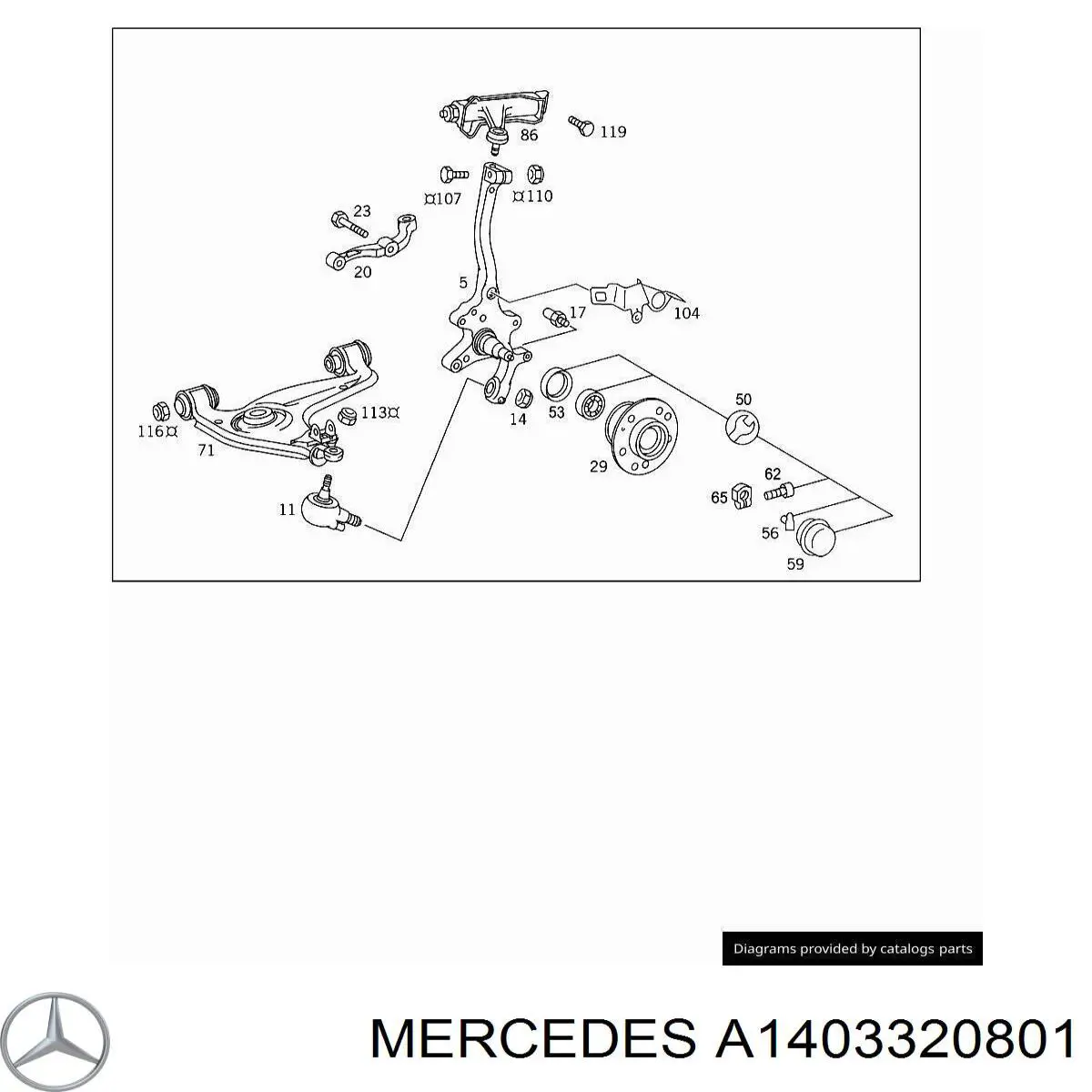 Muñón del eje, suspensión de rueda, delantero izquierdo para Mercedes S (W140)