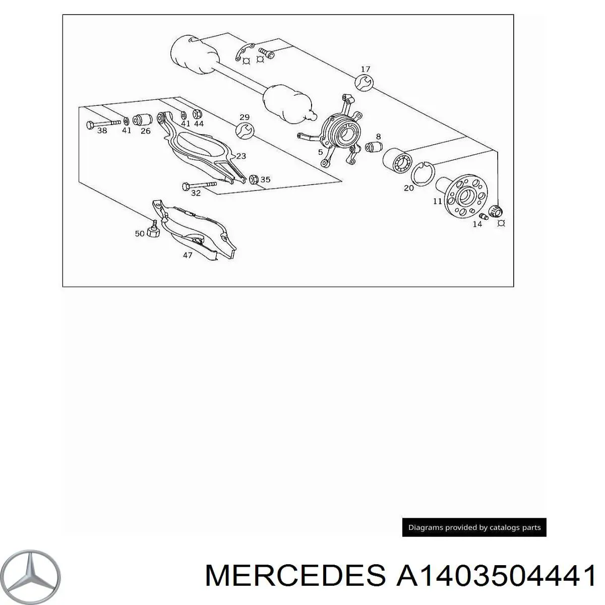 Muñón de eje, cuerpo del eje, trasero izquierdo para Mercedes S (W140)