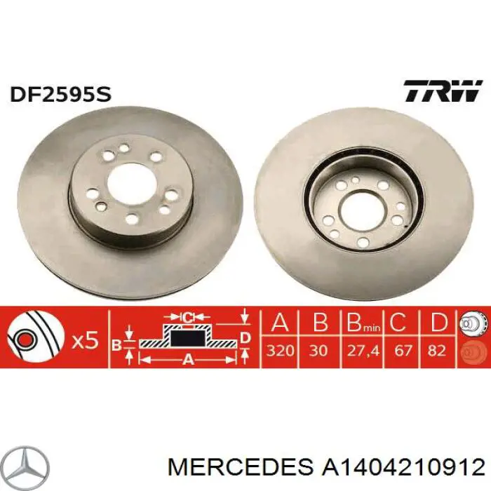 A1404210912 Mercedes disco de freno delantero
