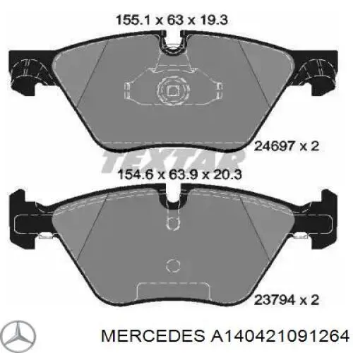 Comprar A140421091264 Mercedes Freno de disco delantero
