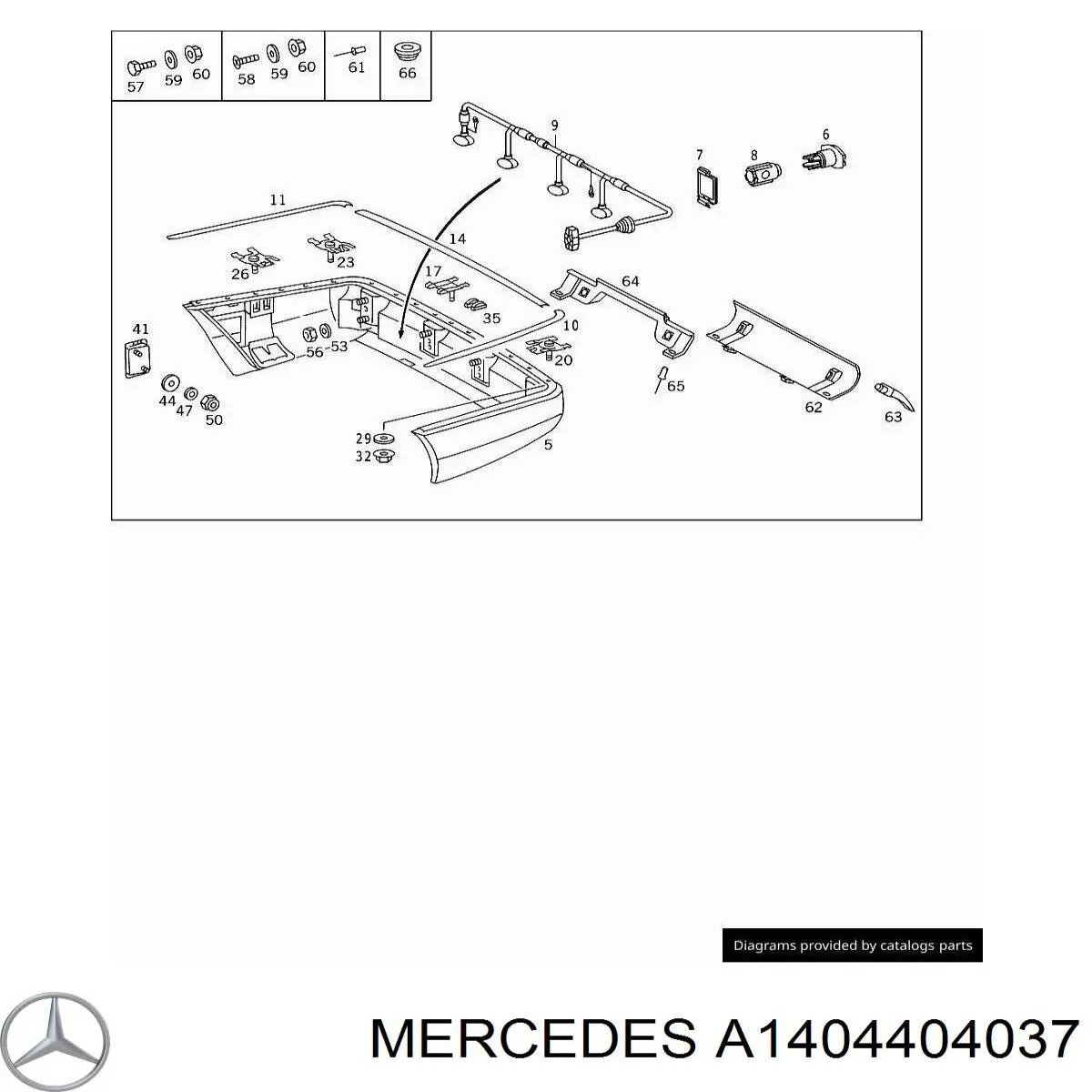 A140440403764 Mercedes sensores de estacionamiento de cable (alambre Parachoques Trasero)