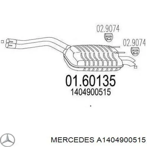 Silenciador trasero Mercedes A1404900515 precio, desde 841,69 EUR