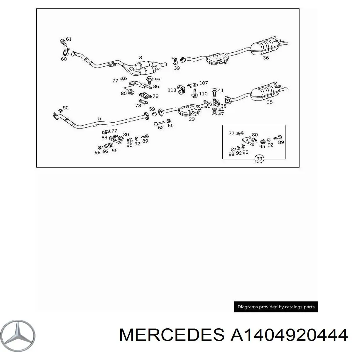 Almohadilla de tope silenciador Mercedes A1404920444 precio, desde 3,26 EUR