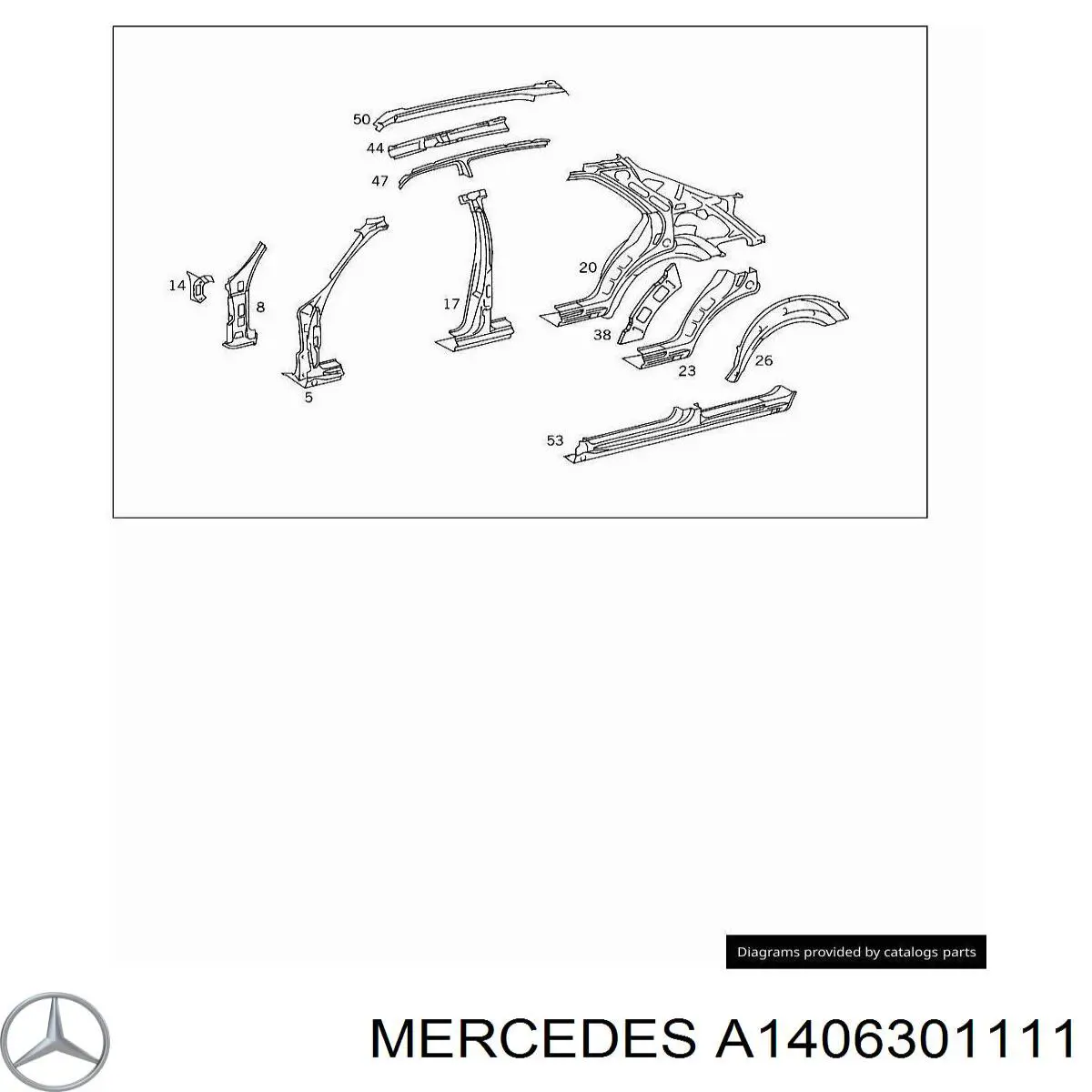 A1406301111 Mercedes pilar, carrocería, central izquierda