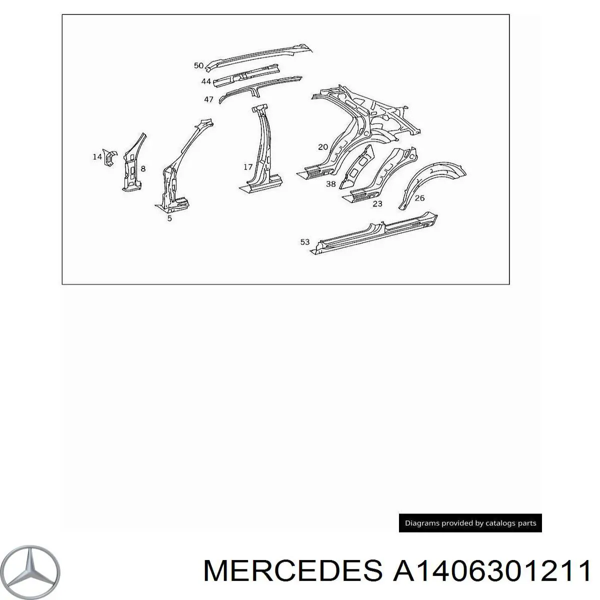 Pilar central derecho de carrocería Mercedes A1406301211 precio, desde 285,36 EUR