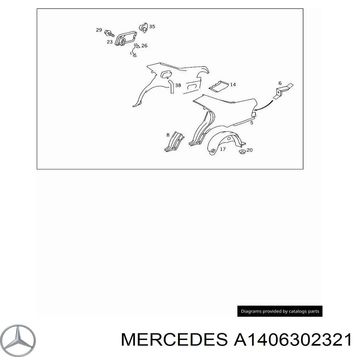A1406302321 Mercedes guardabarros trasero izquierdo