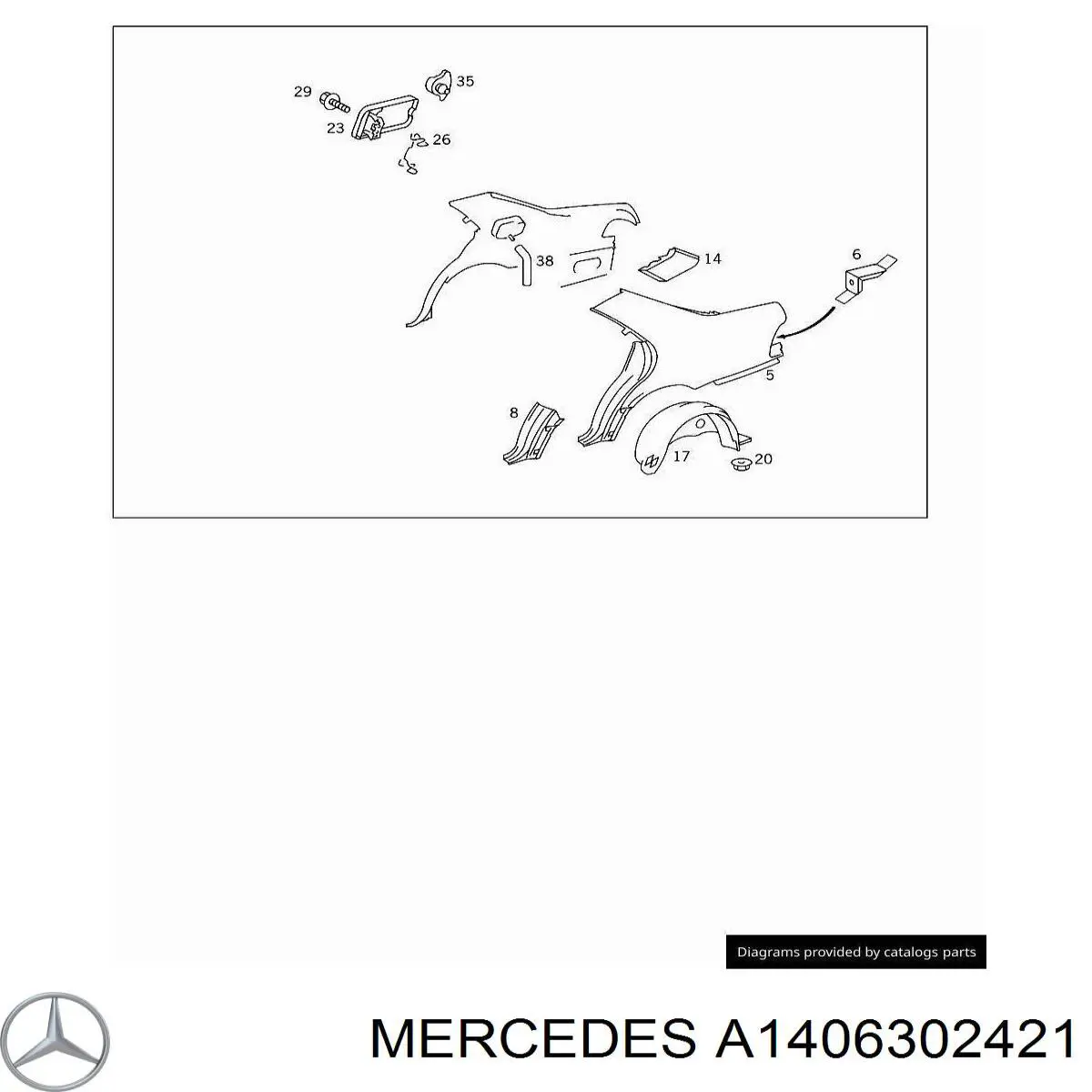 A1406302421 Mercedes guardabarros trasero derecho