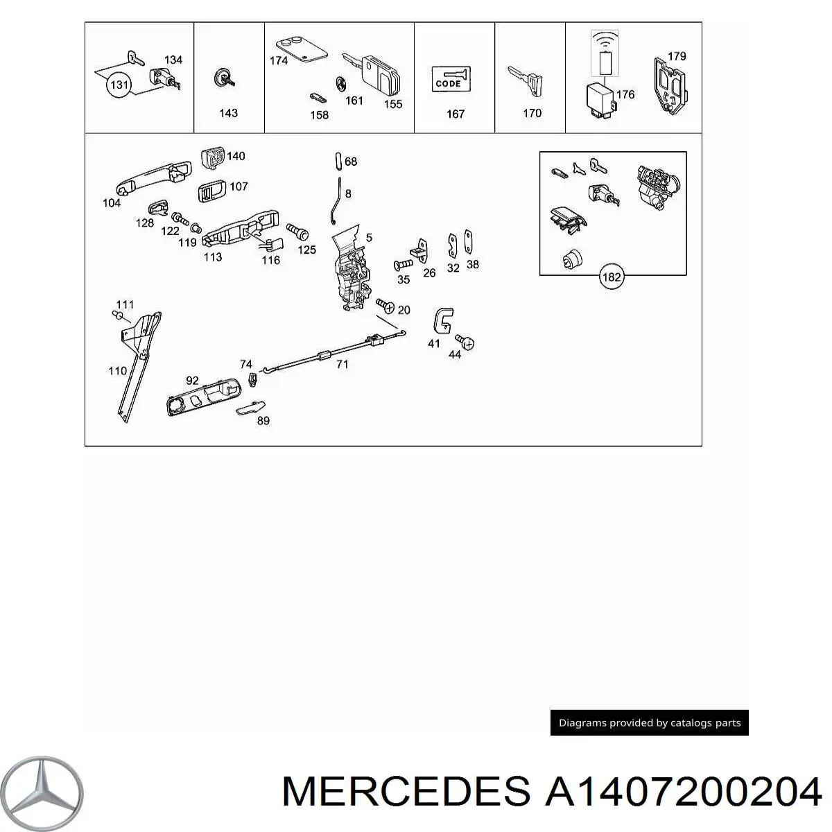 Cuña de cierre puerta corrediza delantera para Mercedes E (A124)