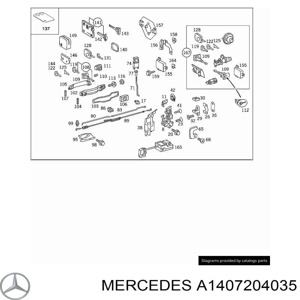 Cerradura de puerta delantera derecha para Mercedes S (W140)