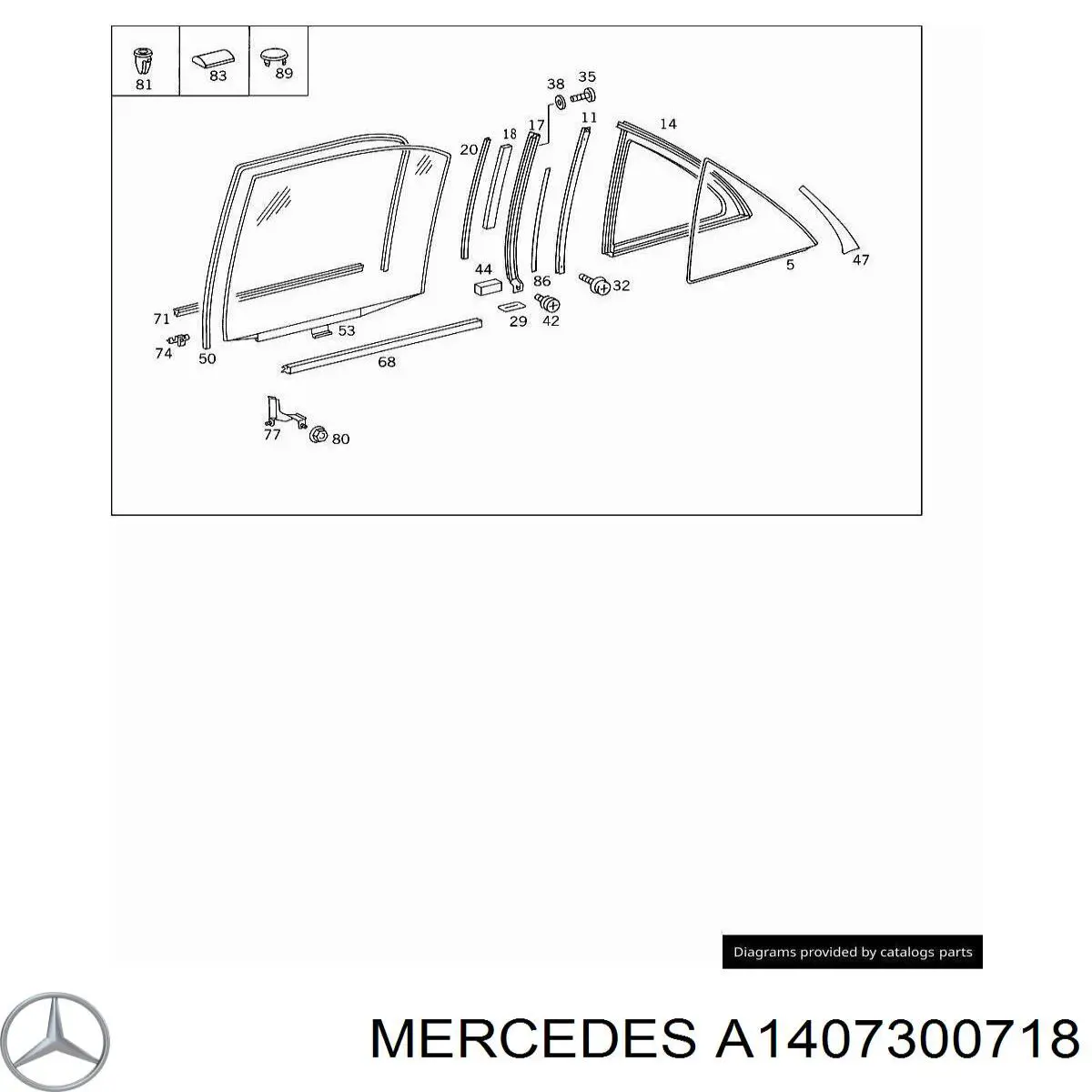 A1407300718 Mercedes luna de puerta trasera izquierda