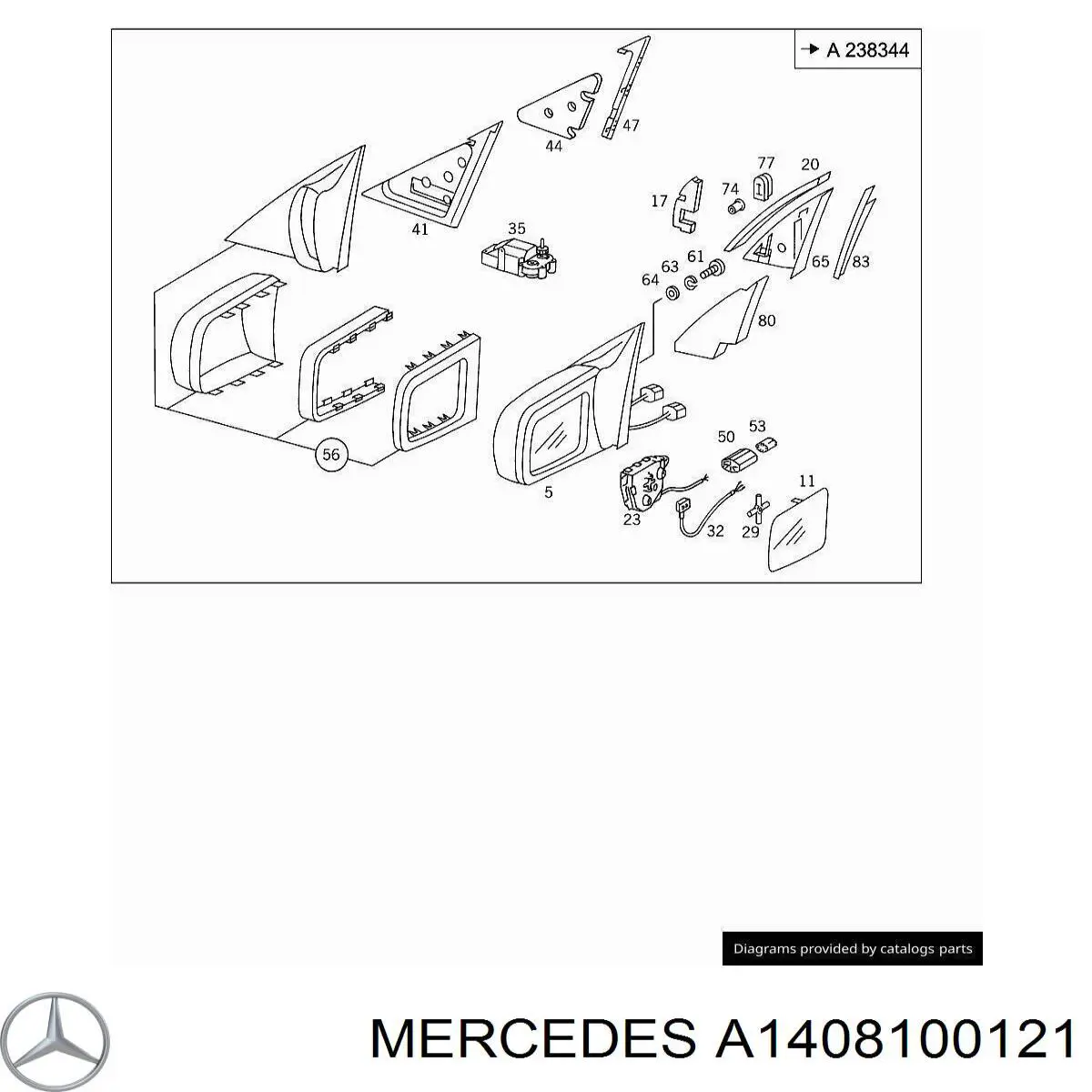 Comprar A1408100121 Mercedes Cristal de espejo retrovisor exterior izquierdo