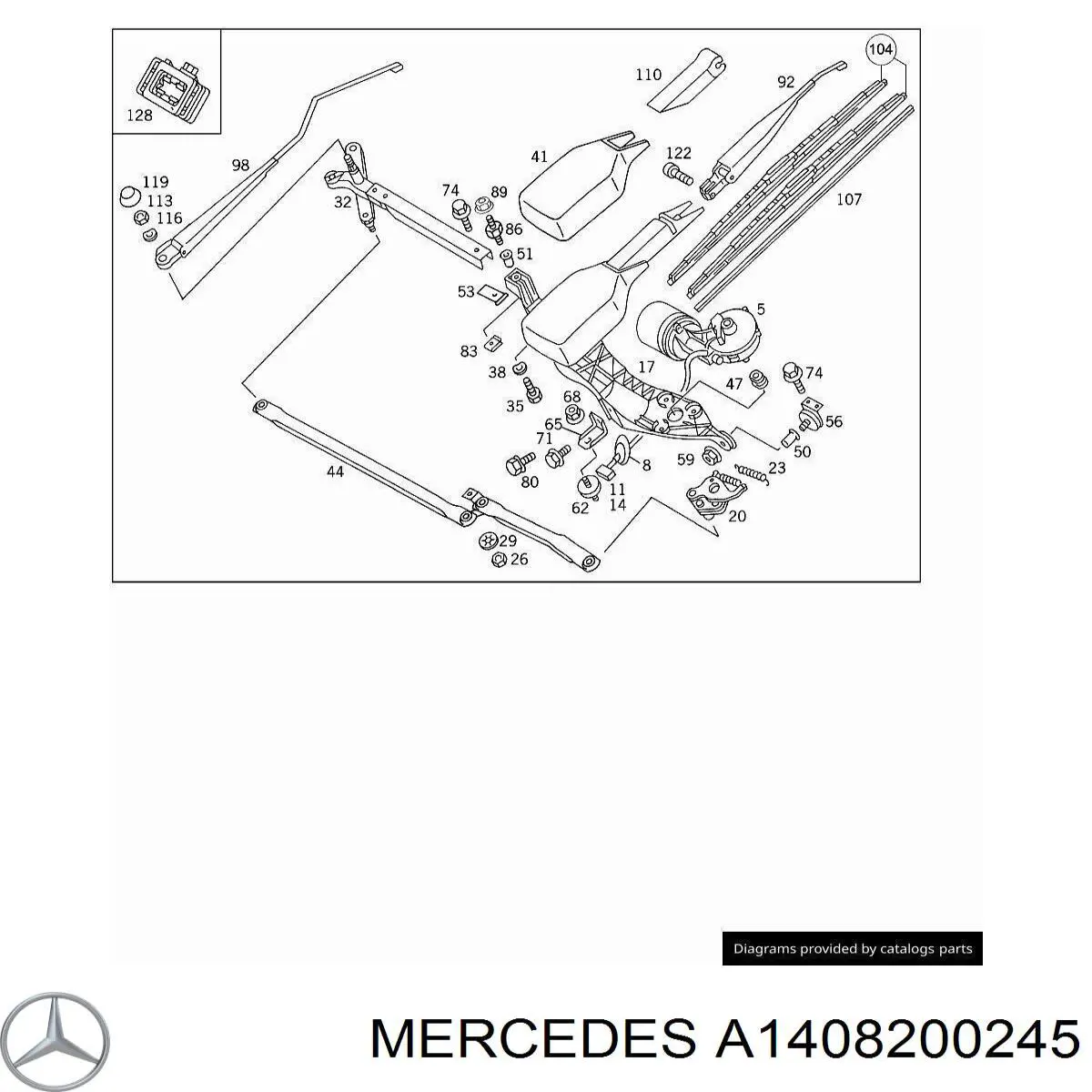 Comprar A1408200245 Mercedes Juego de escobillas de luna delantera, 2 piezas