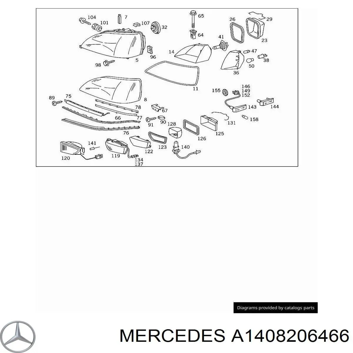 A1408206466 Mercedes cristal de faro derecho