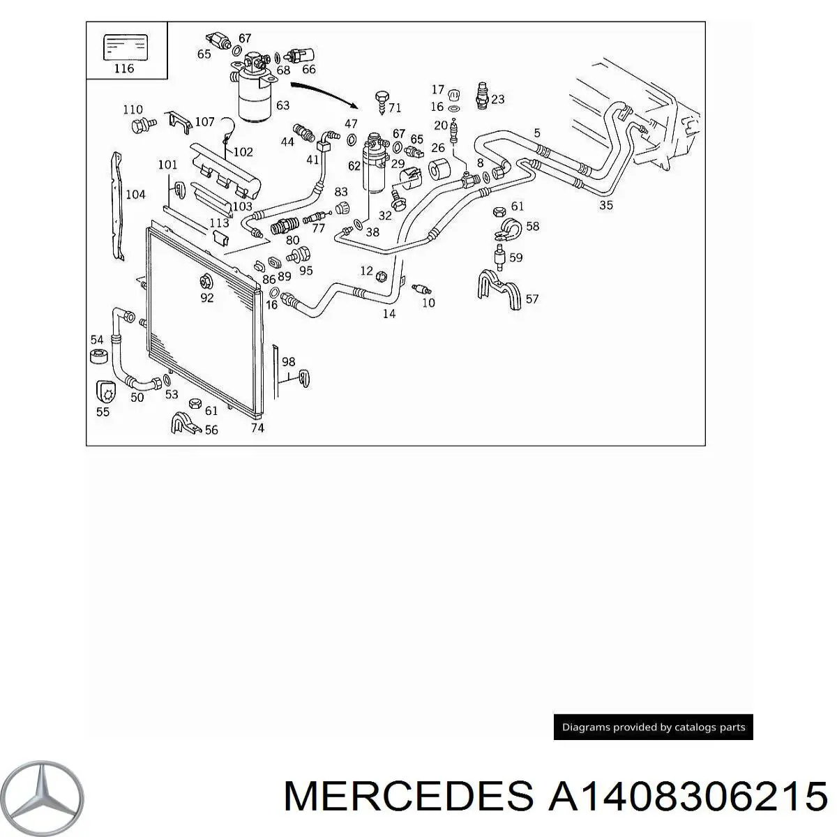A1408306215 Mercedes Manguera de aire acondicionado de evaporador al compresor