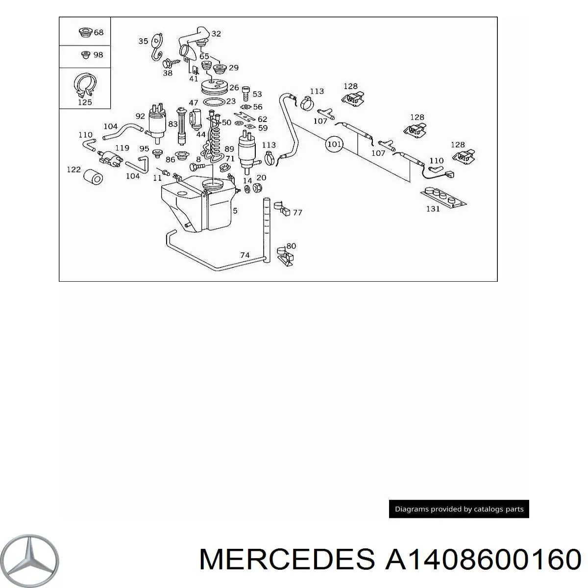 Deposito de agua de limpiaparabrisas Mercedes S 