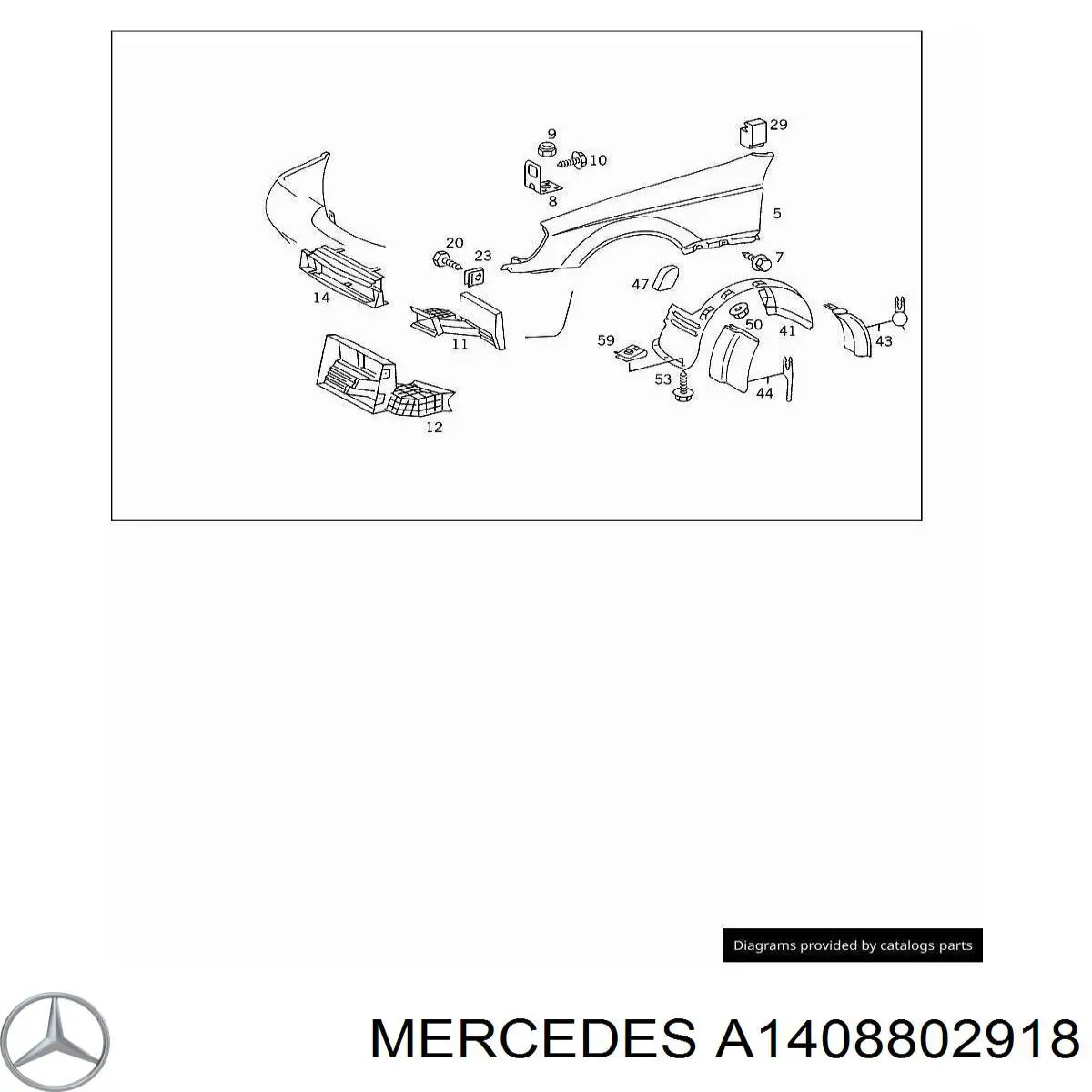 A1408802918 Mercedes guardabarros delantero izquierdo